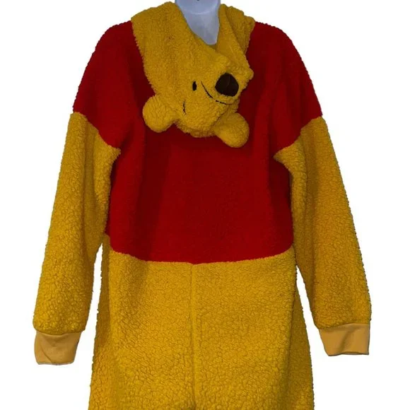 Disney Winnie the Pooh Unionsuit Costume Pajamas Mens L XL Faux